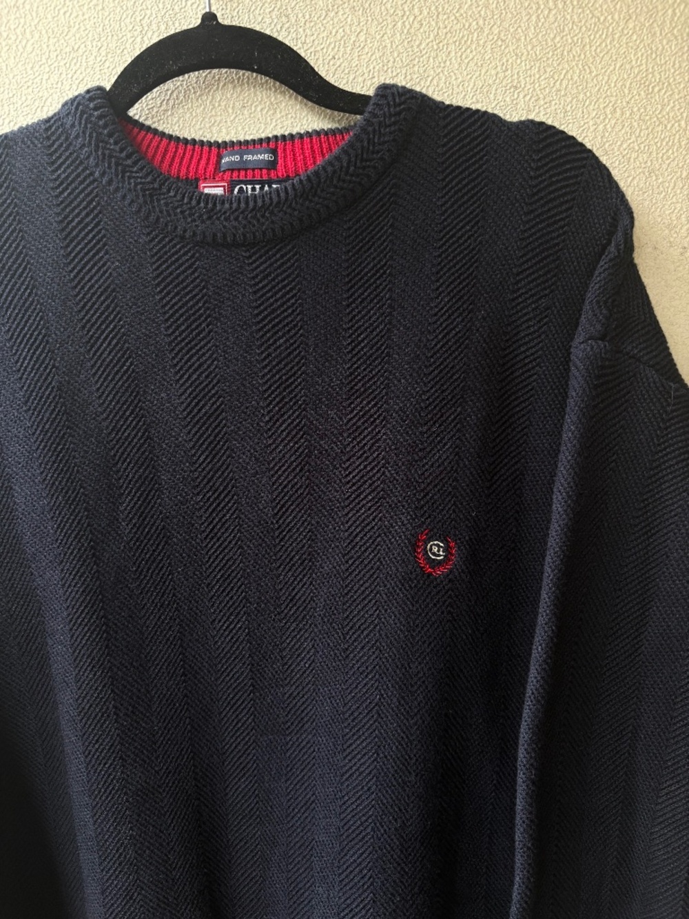 Vintage 90s Chaps Ralph Lauren Hand Framed Herringbone Sweater S